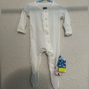 Girls Kickee sleeper footie color is natural with ruffles 3/6 month brand new